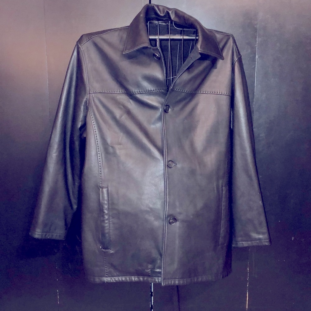 Reversible Andrew Marc leather coat